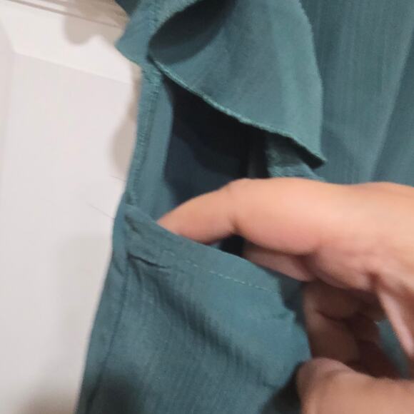 NWT BloomChic Ruffle Neck Flutter Sleeve Blouse Teal Size 18–20 - Picture 8 of 8